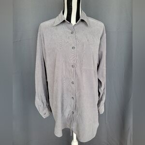 Bill Blass Stretch Vintage Oversized Gray Button Down